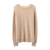 Womens Crewneck Knitted Cashmere Sweater Long Sleeve Pullover